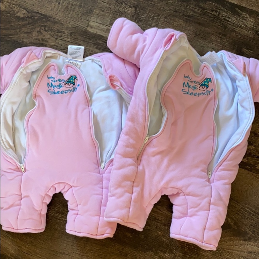 Pink Merlin Magic Sleepsuit 6/9 month set of 2